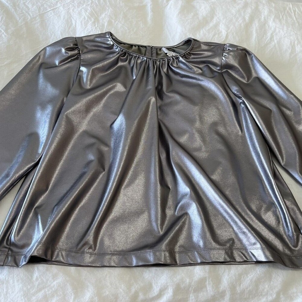 Derek Lam~ Kary Long Sleeve Blouse~ Lightweight Silver~ Size 48 / Large 10/12.